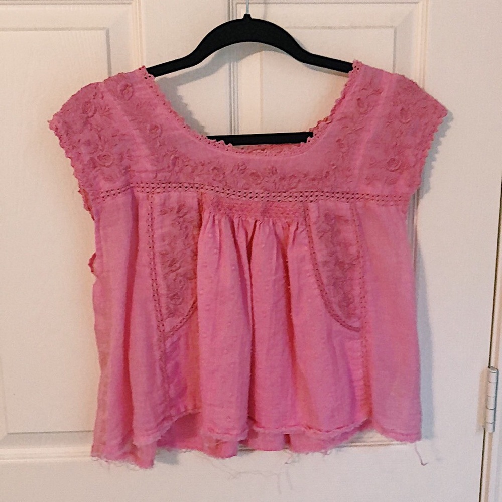 NEW FREE PEOPLE EMBROIDERED TOP